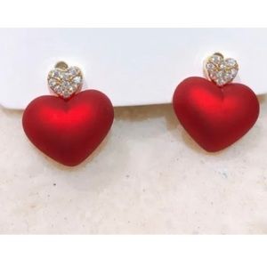 ❤️New Red Heart &  Crystal Heart Stud Earrings❤️